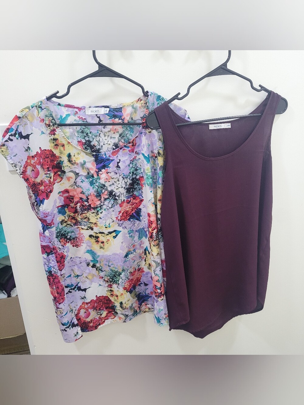 2 Pack Ricki's Floral Multicolor & Deep Plum Tank Duo